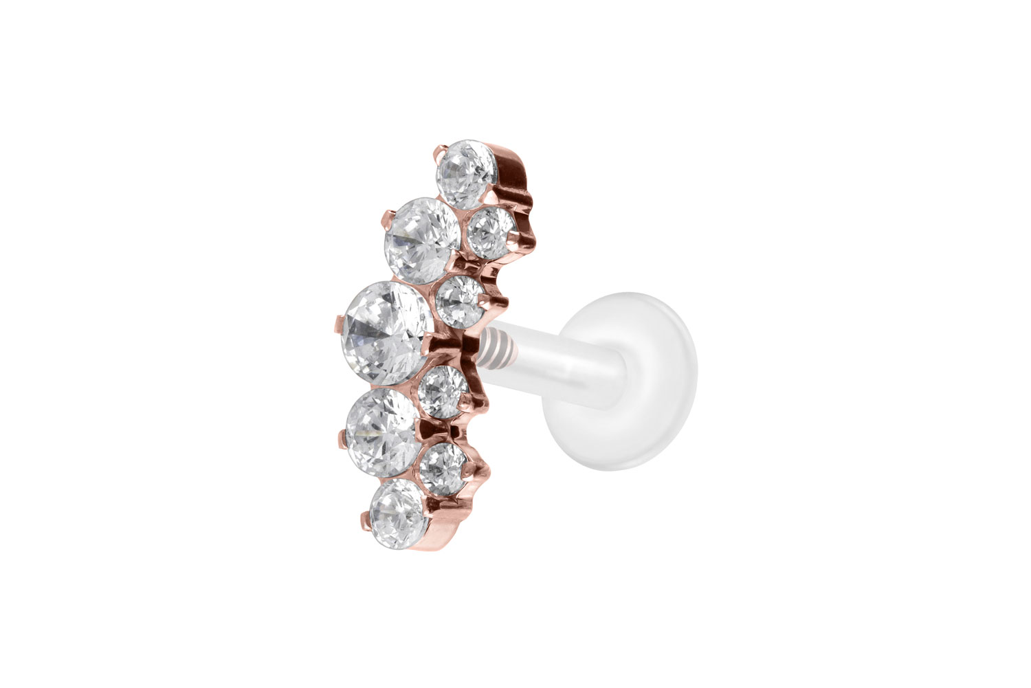 PTFE Labret Piercing mit Innengewinde + Titan-Aufsatz KRISTALLBOGEN